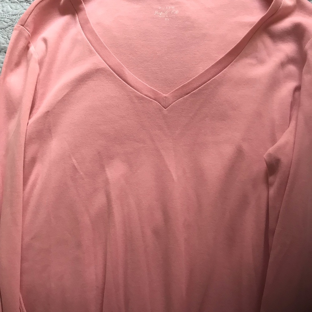 J Crew pink vneck long sleeve T-shirt